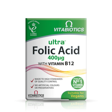 Ultra Folic Acid 400yg with Vitamin B12 Supplement